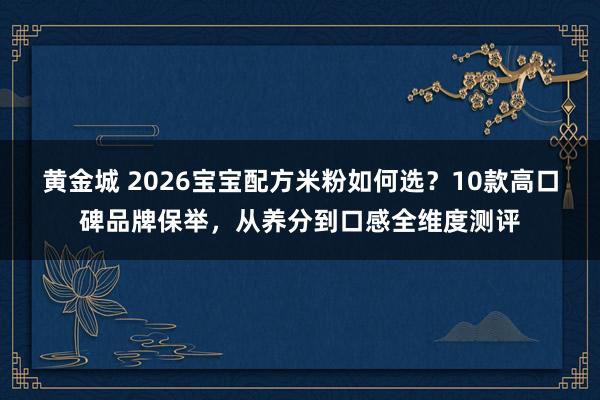黄金城 2026宝宝配方米粉如何选？10款高口碑品牌保举，从养分到口感全维度测评