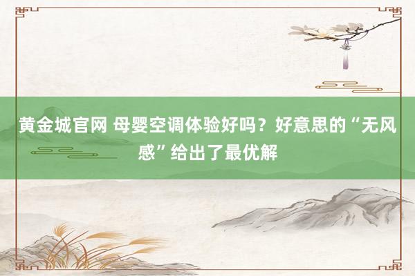 黄金城官网 母婴空调体验好吗？好意思的“无风感”给出了最优解