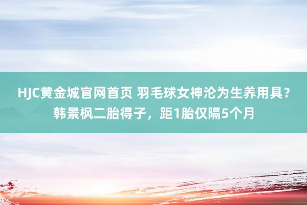 HJC黄金城官网首页 羽毛球女神沦为生养用具？韩景枫二胎得子，距1胎仅隔5个月