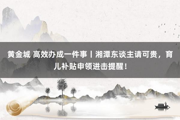 黄金城 高效办成一件事丨湘潭东谈主请可贵，育儿补贴申领进击提醒！