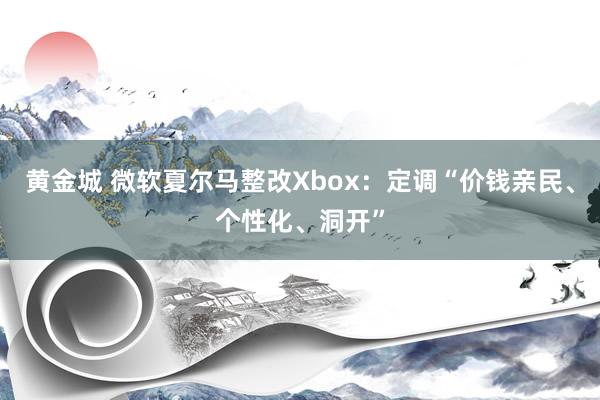黄金城 微软夏尔马整改Xbox：定调“价钱亲民、个性化、洞开”