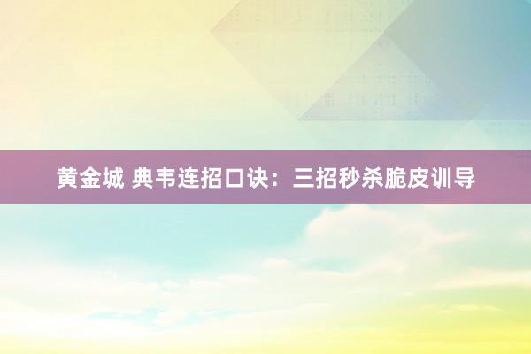黄金城 典韦连招口诀：三招秒杀脆皮训导