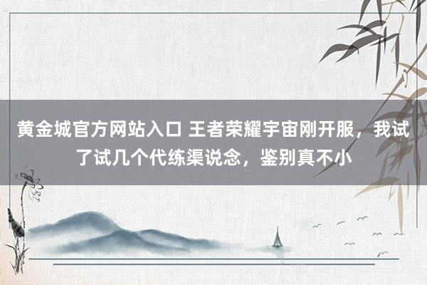 黄金城官方网站入口 王者荣耀宇宙刚开服，我试了试几个代练渠说念，鉴别真不小