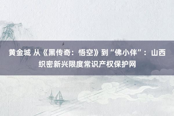 黄金城 从《黑传奇：悟空》到“佛小伴”：山西织密新兴限度常识产权保护网