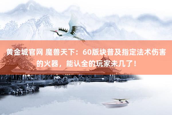 黄金城官网 魔兽天下：60版块普及指定法术伤害的火器，能认全的玩家未几了！